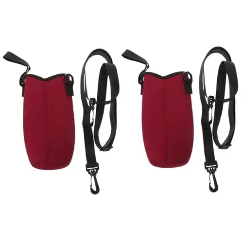 Produktbild: ERINGOGO 2st Cup-Sets Wasserbehälter Körper Handgehaltene Trinkflasche Mit Fließendem Wasser Handgelenk-sportwasserflasche Karabiner Flaschenschutzhülle Wasserflasche Für Rot Stoff