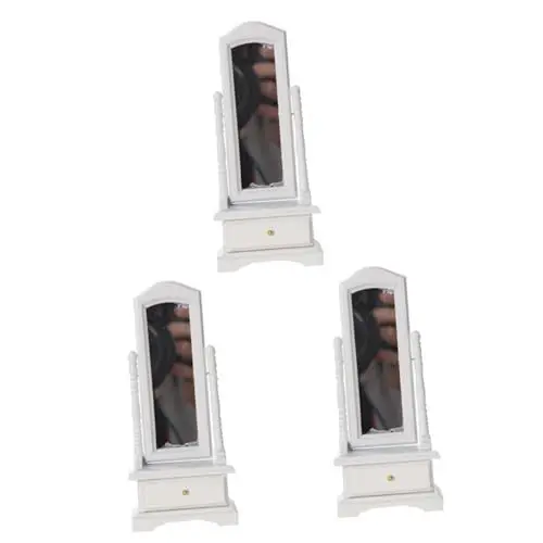 Produktbild: ERINGOGO 3 STK Miniaturmodell eines Ganzkörperspiegels Mini Schminkspiegel Zubehör für Mini-Spiegel Modelle Ankleidespiegel Spiegelmodell in voller Länge auf den Boden Fallen Birke Glas