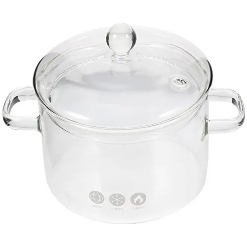 Produktbild: ERINGOGO HitzebestäNdiger Glastopf Mit Deckel 1500ml Borosilikatglas Kochtopf FüR Ramen Suppen Mikrowelle Und Ofen Transparent