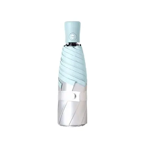Produktbild: erised's bifrost Mini Faltender Regenschirm Freien UV Schutz,Sonnenschutz Klein für Koffer Taschenschirm mit Auf-Zu-Automatik,Silber Beschichtung Gegen Feuchtigkeitsschäden für Damen und Kinder Reise