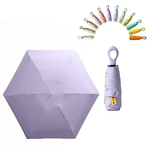 Produktbild: erised's bifrost Mini Faltender Regenschirm Freien UV Schutz,kreativer Ringgriff,Sonnenschutz Klein für Koffer Taschenschirm,Beschichtung Gegen Feuchtigkeitsschäden für Damen und Kinder Reise