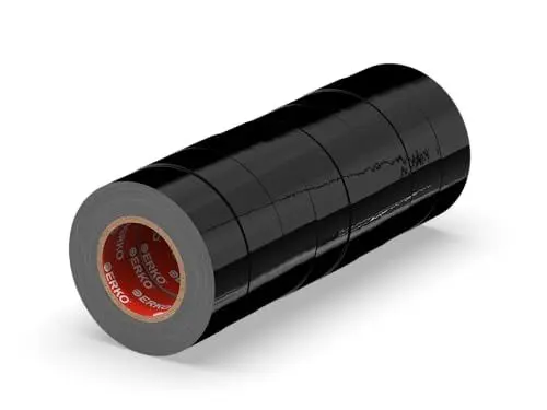 Produktbild: ERKO Isolierband Schwarz 19mm x 20m PVC Set 8 Stück Elektrische Leitungen Reparatur, Hochflexibel mit starker Klebekraft, Chemiebeständig, Wasserfest, Klebeband