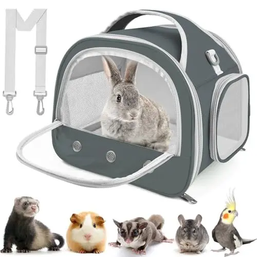 Produktbild: ERKOON Transportbox Kaninchen Kleintier Haustier-Tragetasche, Meerschweinchen-Tragetasche (Grey)