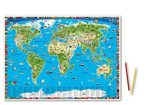 Produktbild: Erlebniskarte „Illustrierte Weltkarte“ Schreibunterlage