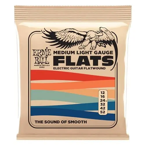 Produktbild: Ernie Ball Flats, Flatwound-Saiten für E-Gitarren - Medium-Light, 12-52