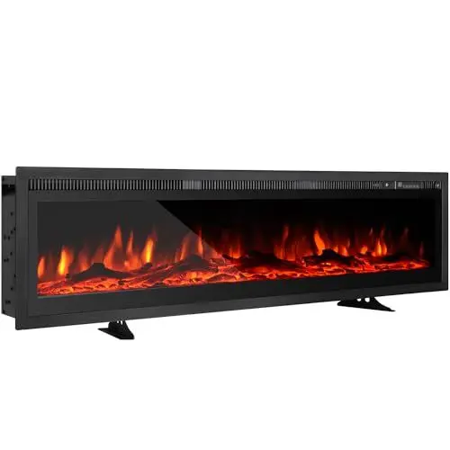 Produktbild: EROMMY Elektrokamin Freistehend, An der Wand montiert, Eingebaut, 9-farbig Flammeneffekt, Fernbedienung 750W-1500W, elektrische Heizung mit Kristall (102 cm)