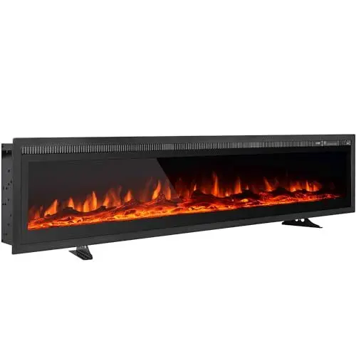 Produktbild: EROMMY Elektrokamin Freistehend, An der Wand montiert, Eingebaut, 9-farbig Flammeneffekt, Fernbedienung 750W-1500W, elektrische Heizung mit Kristall (127 cm)