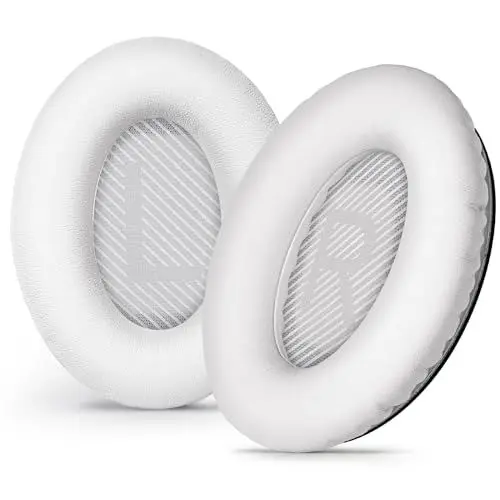 Produktbild: Aurivor Ersatz-Ohrpolster Ohrkissen für Bose QuietComfort QC 35 (ii) 25 15 2 Kopfhörer, Prämie Polster für QC35 (ii) QC25 QC15 QC2 SoundTrue SoundLink AE2|AE2i|AE2w Over-Ear Kopfhörer (weiß)