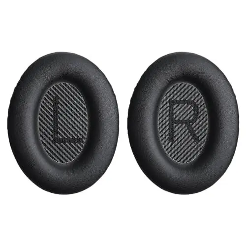 Produktbild: Aurivor Ersatz-Ohrpolster für Bose Quiet-Comfort QC 35 (ii) 25 15 2 Kopfhörer, Rissfeste Ersatz-Polster für QC35 (ii) AE2 QC25 QC15 QC2 SoundTrue/SoundLink AE2i / AE2w Over-Ear Kopfhörer (Schwarz)