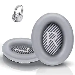 Produktbild: Ersatz Ohrpolster für Bose Quietcomfort 35 Kopfhörer - kompatibel mit QC 45 QC35 ii QC25 QC15 Ae2 Ae2i Ear Headphones Komfortabel und langlebig (Silber)