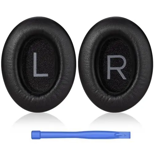 Produktbild: Ersatz Ohrpolster für Bose Quietcomfort 45 Kopfhörer - kompatibel mit QC45 Over-Ear Kopfhörer, Ersatz-Kissen mit weicherem Protein Leder, Geräuschisolierender Memory Foam