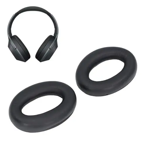 Produktbild: Annadue Ersatz Ohrpolster für WH-1000XM2 und MDR-1000X Kopfhörer, Protein Leder Memory Schaum Kopfhörer Ohrpolster Geräuschisolations Ohrpolster (Black)