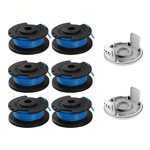 Produktbild: Ersatz Spule Fadenspule Trimmer 8 Stück,Trimmer Fadenspule, Rasentrimmer-Spule，Trimmer Spule AC14RL3A Kompatibel Mit Ryobi One +, Ø 1,65mm, 3,3m Länge (6 Ersatzspulen + 2 Kappe)