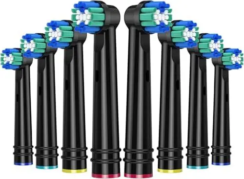 Produktbild: REDTRON Ersatzbürstenköpfe für Oral B, 8 Pack Zahnbürstenköpfe für Oral B Braun, Classic Precision Clean Bürstenköpfe Fit Professional Care, Vitality Pro Smart Genius Series und mehr, Schwarz