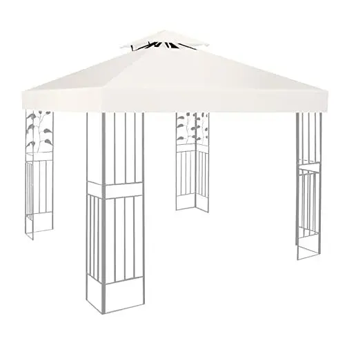 Produktbild: Ersatzdach Pavillon 3x3m Wasserdicht stabil Winterfest 160g/m² Beige,Doppeldach Gartenpavillon Pavillondach Faltpavillon Sturmfest Partyzelt Ersatzbezug,Top Abdeckung zweistufiges Baldachin