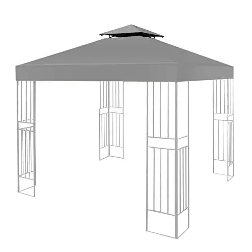 Produktbild: Ersatzdach Pavillon 3x3m Wasserdicht stabil Winterfest 160g/m² Grau,Doppeldach Gartenpavillon Pavillondach Faltpavillon Sturmfest Partyzelt Ersatzbezug,Top Abdeckung zweistufiges Baldachin