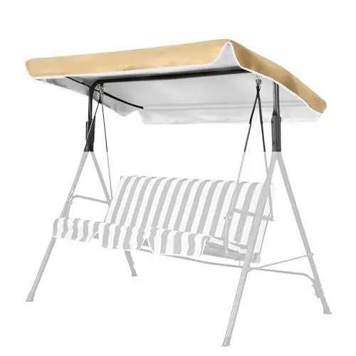 Produktbild: Ersatzdach für Hollywoodschaukel 3 Sitzer Sonnendach Dach für Hollywoodschaukel Gartenschaukel Ersatz Bezug Garten-Schaukel Dachplane Schaukel Dach 200 x 145 cm (Beige)