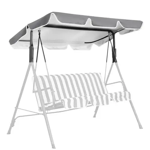 Produktbild: Ersatzdach für Hollywoodschaukel 3 Sitzer Sonnendach Dach für Hollywoodschaukel Gartenschaukel Ersatz Bezug Garten-Schaukel Dachplane Schaukel Dach 210 x 145 cm (Grau)