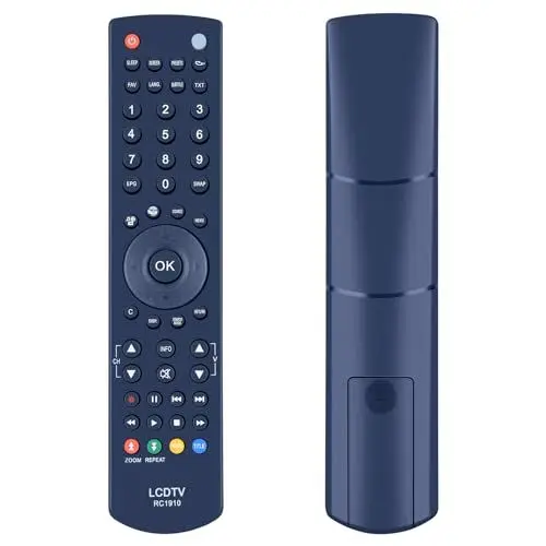 Produktbild: TCNOUMT Ersatzfernbedienung RC1910 Kompatibel mit Toshiba Polaroid Bush Sharp Telefuken TV P19LEDDVD12 22D1333G 22DL502B 22DL504B 24W1337DB 32DV504B 40L1353DB 48L1443DG Universal Fernbedienung