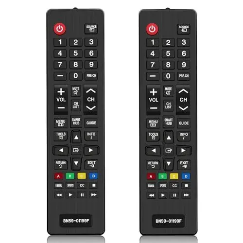 Produktbild: Ersatzfernbedienung Samsung TV, 2 Stück Fernbedienung für Samsung TV, BN59-01199F für Samsung Remote Control Smart TV, Universal für Samsung TV Remote, für AA59-00786A AA59-00602A BN59-01247A