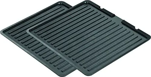 Produktbild: Ersatz-Grillplatten geriffelt für ECG KG 300/1000 Kontaktgrill, Schwarz