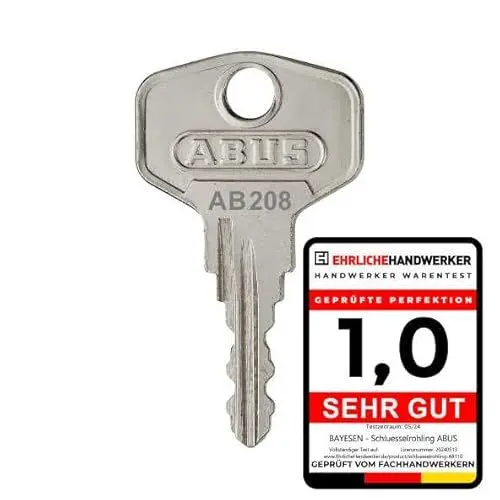 Produktbild: Ersatzschlüssel Kompatibel mit ABUS Fenstergriff - Schlüssel nach Code - AB208 - Zusatzschlüssel - Nachschlüssel für ABUS Fenstergriffe der Serie FG 200