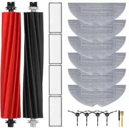 Produktbild: NatuVort Ersatzteile für Roborock S8 Zubehör für Roborock S8+/S8 Plus/S8 mit 6 Antibakterielle Wischtücher mit Silberionen, 4 Filter, 4 Seitenbürsten, 2 Hauptbürste, 18 Stück Zubehör