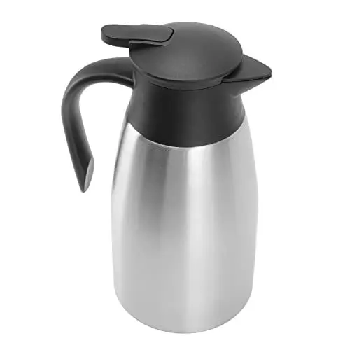 Produktbild: Ersatz-Thermokaraffe mit Deckel, Großes Fassungsvermögen, Presstyp, Thermo-Kaffeekaraffe aus Edelstahl 304 für das Heimbüro(2L)