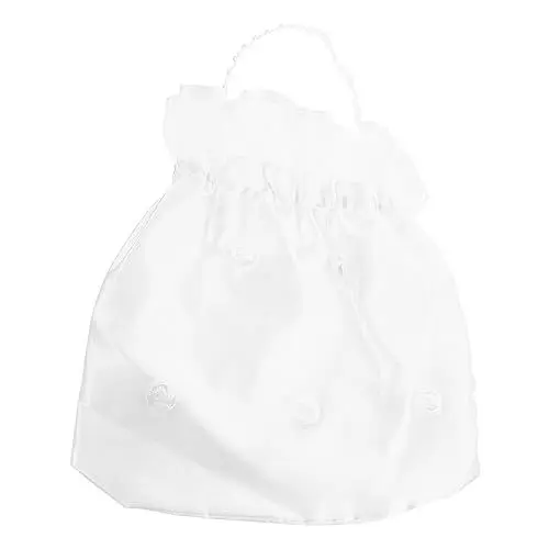 Produktbild: Erstkommunion Schuhe Mädchen Weiß Hochzeit Geld Taschen Satin Braut Geldbörse Perle Geformt Strass Bogen Kordelzug Braut Favor Tasche Haarkranz Kommunion Mädchen