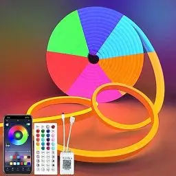 Produktbild: Eruibos Van LED Streifen 5m, 24V RGB Dimmbarer Neon LED Streifen, IP65 Wasserdichtes Neon-Seil-Licht, LED-Streifen Silikon DIY flexibler Lichtstreifen mit Controller für Innen-Außendekoration