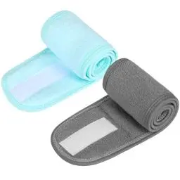 Produktbild: 2 Stück Haarband Kosmetik Verstellbare Kosmetik Haarband Spa Stirnband Frottee Haarband Spa Headband,für Waschen der Gesichtsdusche Yoga Sport(Grau,Blau)