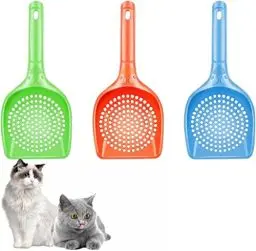 Produktbild: Eruinfang 3 Stück Katzenstreuschaufel,Katzenstreu Scooper, Kotschaufel,Katzenstreu Schaufel mit Bequemem Gummi Langer Griff für Haustier Katzen Kätzchen Hunde