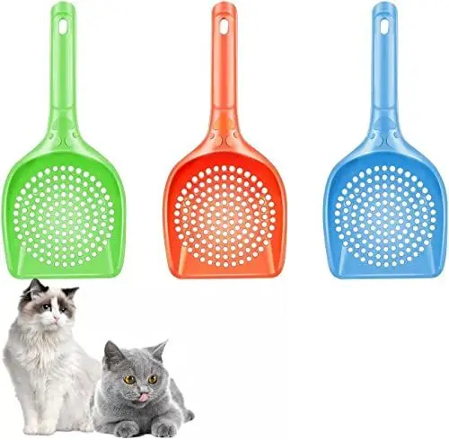 Produktbild: Eruinfang 3 Stück Katzenstreuschaufel,Katzenstreu Scooper, Kotschaufel,Katzenstreu Schaufel mit Bequemem Gummi Langer Griff für Haustier Katzen Kätzchen Hunde