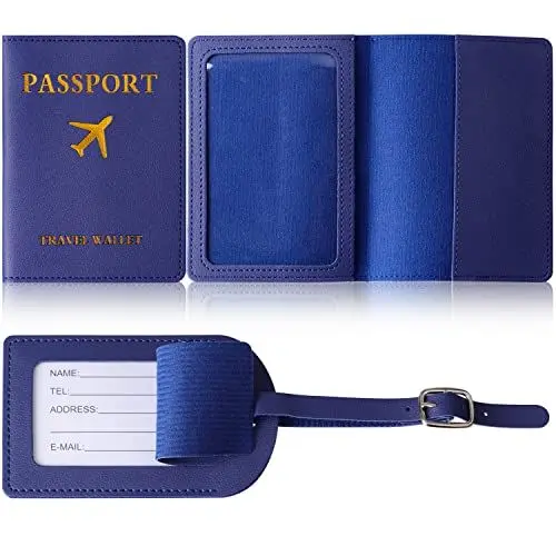 Produktbild: Eruinfang Reisepasshülle,Tragbare Reisepass Organizer PU Leather Passport Hülle Unisex Passport Holder Passhülle mit Kofferanhänger für Damen Herren Reisepass Kreditkarten, Ausweis
