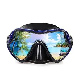 Produktbild: Erwachsene Tauchmaske, professionelle Schnorchelbrille, Anti-Leck Taucherbrille, 180° Pano Anti-Fog Schwimmbrille Tempered Glas Tauchgerät Maske, Verstellbares Silikonband für Schnorcheln Schwimmen