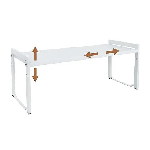 Produktbild: Erweiterbares Schrankregal,66 cm,stapelbarer Küchenthekenregal-Organizer,Küchengewürzregal,Speisekammerregal,verstellbarer Schrank-Organizer,Aufbewahrungsregal für Küche und Büro(1er-Pack weiß M)