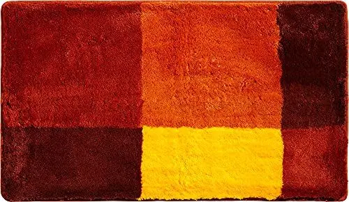 Produktbild: Erwin Müller Badematte, Badteppich Kallithea karo Grafik-Muster - flauschig weich, schnell trocknend, rutschhemmend, für Fußbodenheizung geeignet - Terra Größe 50x80 cm