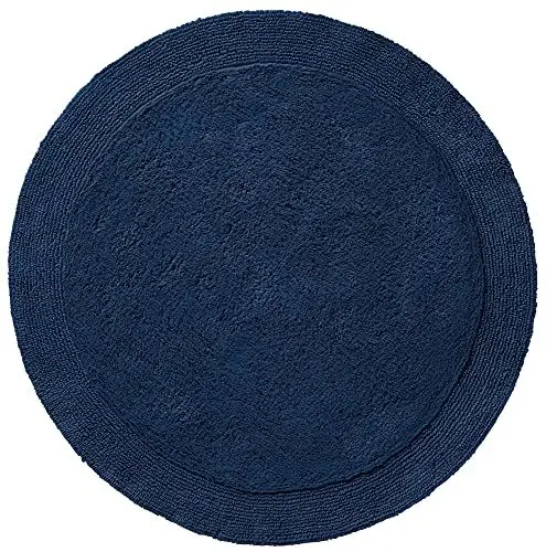 Produktbild: Erwin Müller Badematte, Badteppich Uni Serie Stuttgart - extra dick, hohe Saugfähigkeit, 100% Baumwolle - Größe rund: 90 cm Ø Marine