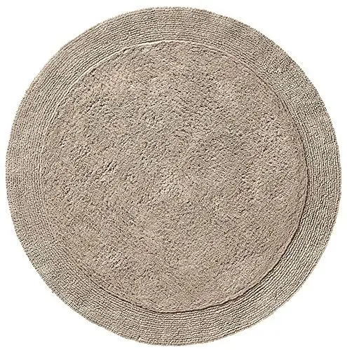 Produktbild: Erwin Müller Badematte, Badteppich Uni Serie Stuttgart - extra dick, hohe Saugfähigkeit, 100% Baumwolle - Größe rund: 90 cm Ø Taupe