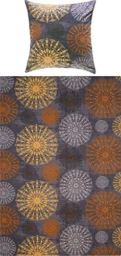 Produktbild: Erwin Müller Bettwäsche, Bettgarnitur Flanell Mandala - kuschelweich, temperaturausgleichend, mit praktischem Reißverschluss - anthrazit-gelb Größe 155x200 cm (80x80 cm)