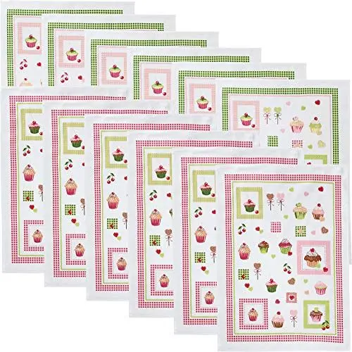 Produktbild: Erwin Müller Geschirrtuch, Küchentuch 12er-Pack Motiv Muffin Größe 50x70 cm - saugstark, strapazierfähig, mit Schlaufe zum Aufhängen