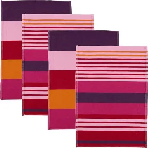 Produktbild: Erwin Müller Geschirrtuch im 4er-Pack Baumwolle pink-rot-orange Größe 50x70 cm