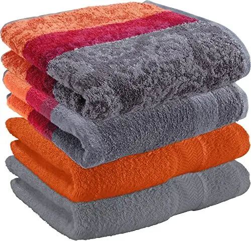 Produktbild: Erwin Müller Handtuch-Set 4er-Pack Walk-Frottier orange/grau Größe 50x100 cm