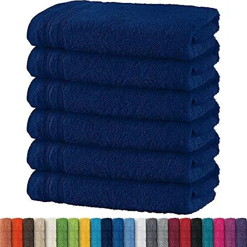 Produktbild: Erwin Müller Handtuch 6er-Pack Heidelberg 100% Baumwolle Marine Größe 50x80 cm - saugstark, gut trocknend, kompakt, leichte Qualität - ideal für Sport, Strand, Reisen (weitere Farben)
