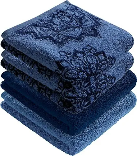 Produktbild: Erwin Müller Handtuch Bühl 4er-Pack blau/dunkelblau Größe 50x100 cm - besonders flauschig, voluminös, äußerst saugfähig