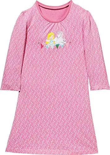 Produktbild: Erwin Müller Kinder Nachthemd, Nachtkleid, Pyjama, Nachtwäsche Single-Jersey, Fee und Einhorn rosa Größe 134/140 - weich und anschmiegsam