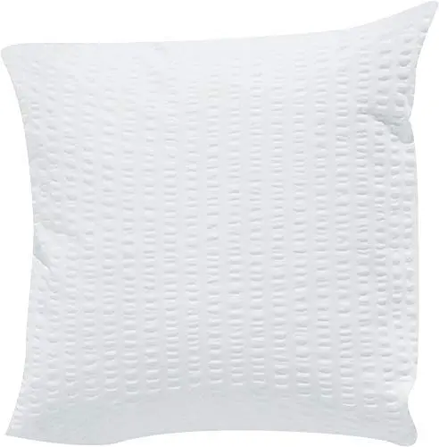 Produktbild: Erwin Müller Kissenbezug, Kuschelkissenbezug, Kissenhülle Seersucker Uni Serie Rosenheim - pflegeleicht, bügelfrei, mit Reißverschluss - weiß Größe 40x40 cm