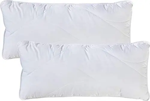 Produktbild: Erwin Müller Kopf-Kissen Lech, Inlett mit Faserfüllung, 2er-Pack weiß Größe 40x80 cm - optimaler Feuchtigkeitsabtransport, pflegeleicht, waschbar, in ergonomischer Wellensteppung