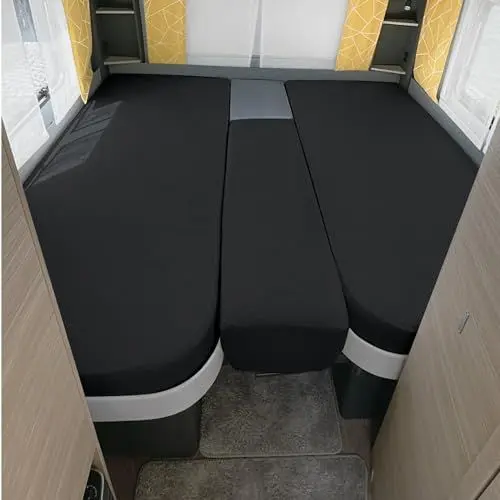 Produktbild: Erwin Müller Spannbettlaken 3er-Set für Wohnmobil oder Wohnwagen - Heckbett, anthrazit Größe 70x190 cm - 85x210 cm (2X) + 35x130-50x145 - Multi-Stretch Jersey
