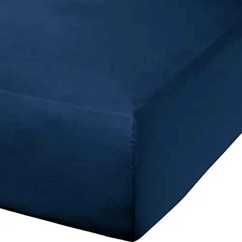 Produktbild: Erwin Müller Spannbettlaken Mako-Satin, Spannbetttuch Landshut - seidig weich, temperaturausgleichend, mit Rundumgummi - dunkelblau Größe 90x190 cm - 100x200 cm